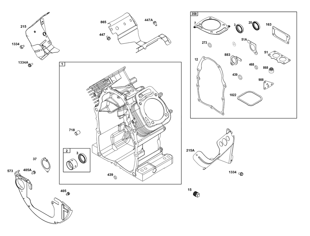Cylinder Group Diagram and Parts List for 386442-0467-G1  Briggs and Stratton Engine